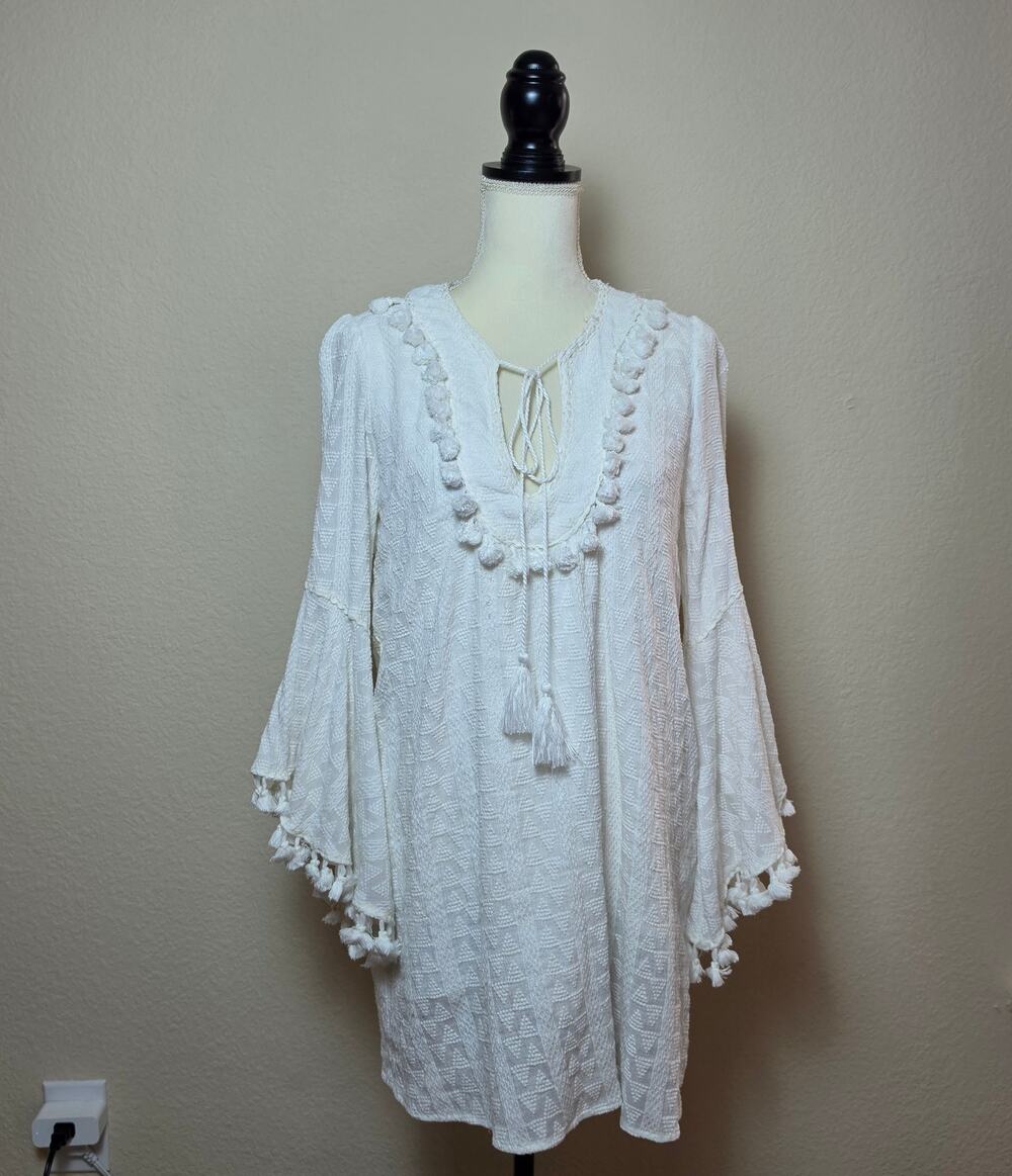 Vici White Tassel Coverup Dress Large